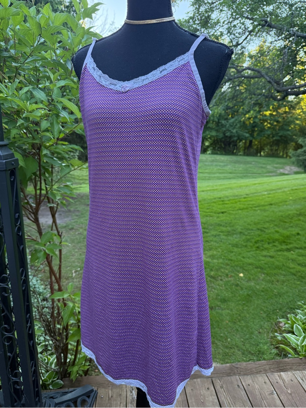 Purple Lace-Trim Sleep Slip — Women’s Nightdress size S pre-owned with gift .